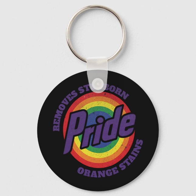 Resist Trump Remove Stubborn Orange Stains Pride M Keychain (Front)