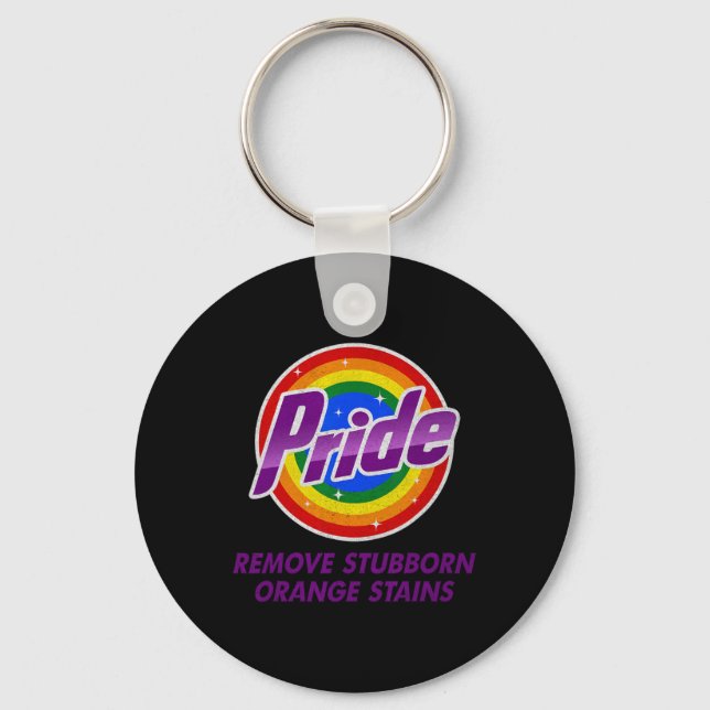 Resist Trump Remove Stubborn Orange Stains Pride M Keychain (Front)