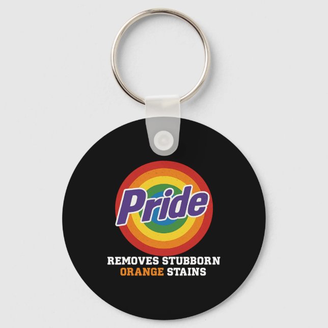 Resist Trump Remove Stubborn Orange Stains Pride M Keychain (Front)