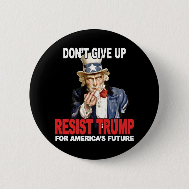 Resist Trump Uncle Sam Middle Finger - Anti Trump 2 Inch Round Button (Front)