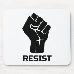Resist with fist - in black mouse pad