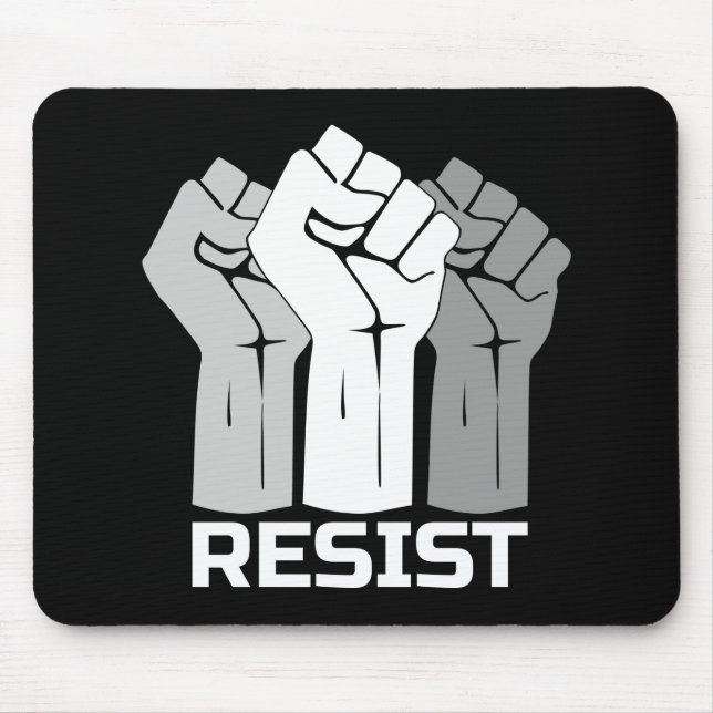 Resist with fist - in white 0002 mouse pad (Front)