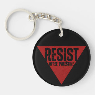 Resist word with inverted red triangle resistance  keychain