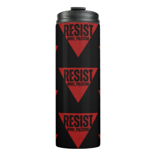 Resist word with inverted red triangle resistance  thermal tumbler