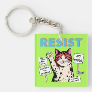 Resistance Protest Cat Keychain