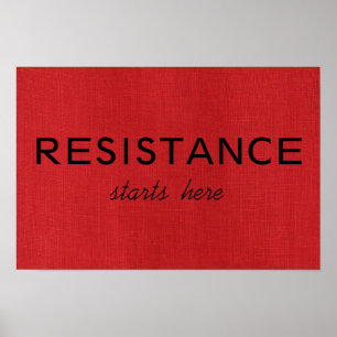 Resistance Starts Here on Red Linen Texture Photo Poster
