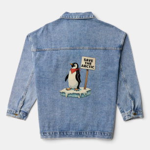 Resistance: The Penguin Fights Back Against Tariff Denim Jacket