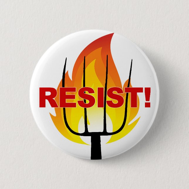 Resistance Torch and Pitchfork 2 Inch Round Button (Front)
