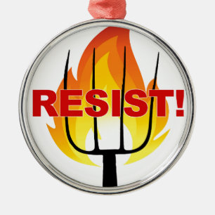 Resistance Torch and Pitchfork Metal Ornament