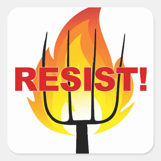 Resistance Torch and Pitchfork Square Sticker (Front)