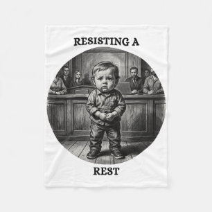 Resisting a Rest – Cute Baby in Jail Cartoon Fleece Blanket