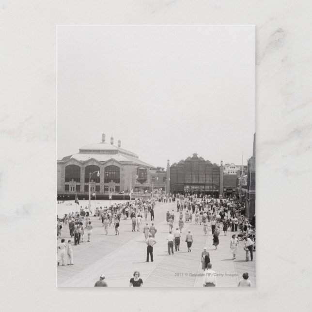 Resort tourists on esplanade postcard (Front)