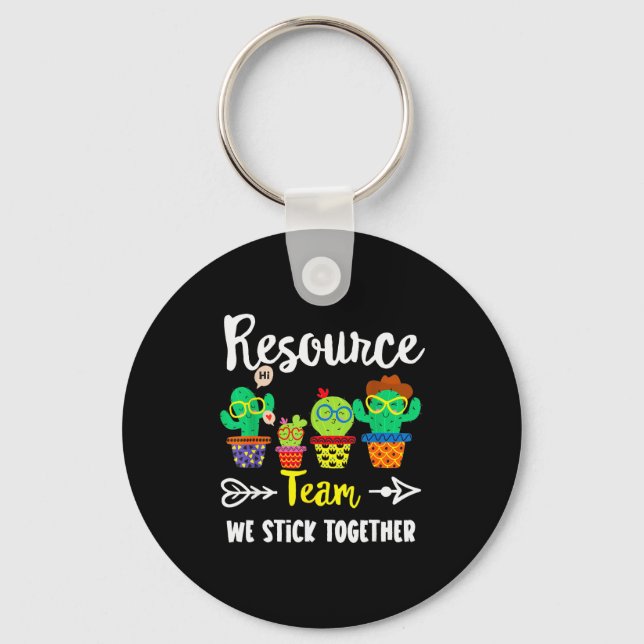 Resource Team, Funny Cactus Crew Resource Teacher  Keychain (Front)