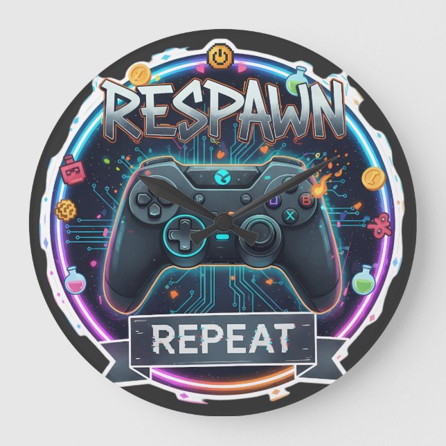 Respawn and Repeat Gamer Controller Large Clock (Front)