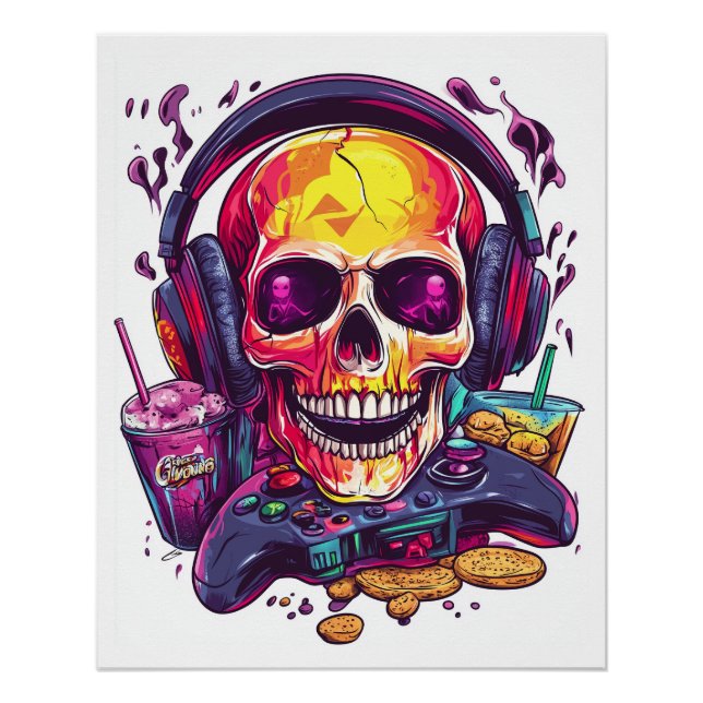 Respawn Ready � Funny Gamer Skull Poster (Front)