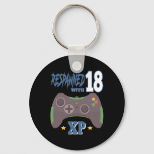 Respawned With 18 Xp Video Gamer 18th Birthday Gif Keychain