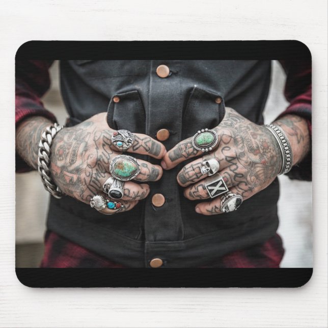 "Respect America" Tattooed Hands Mouse Pad (Front)