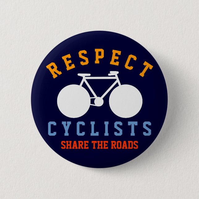 respect bicyclists, bike 2 inch round button (Front)