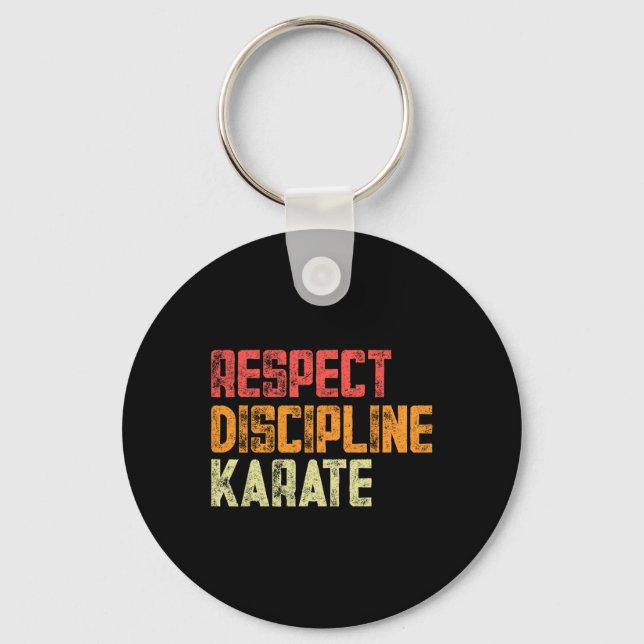 Respect Discipline Karate Fighter  Keychain (Front)