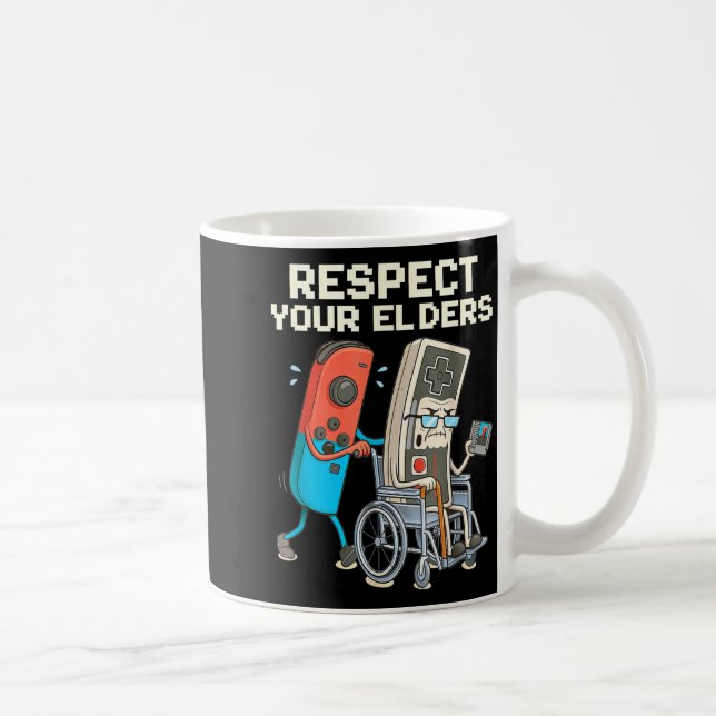 Respect elders gaming retro funny gamer controller coffee mug (Right)
