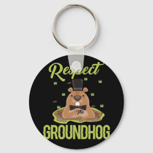 Respect Groundhog Woodchuck Photo Groundhog Day Keychain