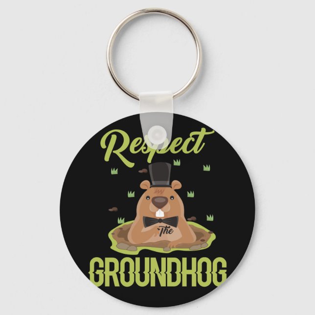 Respect Groundhog Woodchuck Photo Groundhog Day Keychain (Front)
