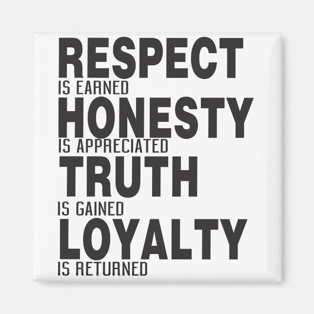 Respect Is Earned Honesty Is Appreciated Truth Is Magnet (Front)
