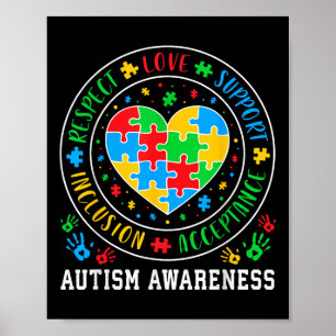 Respect Love Support Acceptance Inclusion Autism A Poster