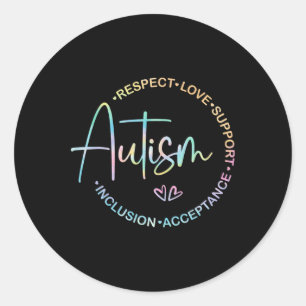 Respect Love Support Autism Awareness Month Women Classic Round Sticker