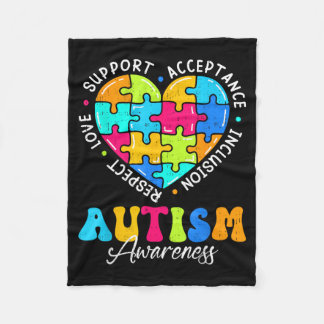 Respect Love Support Inclusion Autism Awareness Fleece Blanket