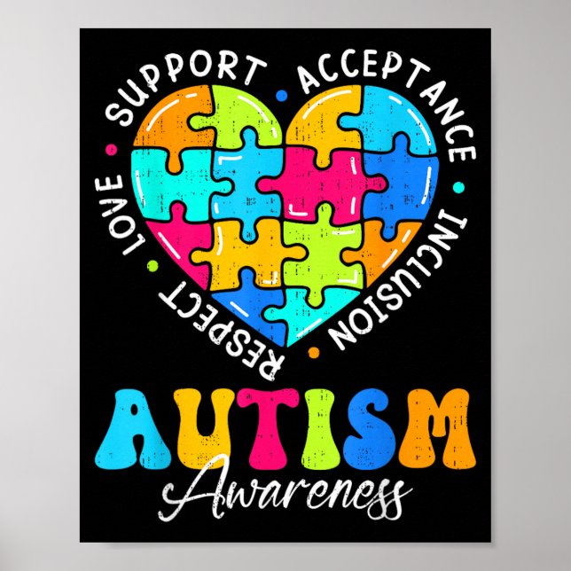 Respect Love Support Inclusion Autism Awareness Poster (Front)