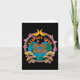 Respect Mother Day Groovy Hippie Mushroom Earth  Card