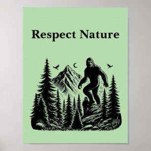 Respect Nature Yeti Bigfoot Ink Art Poster