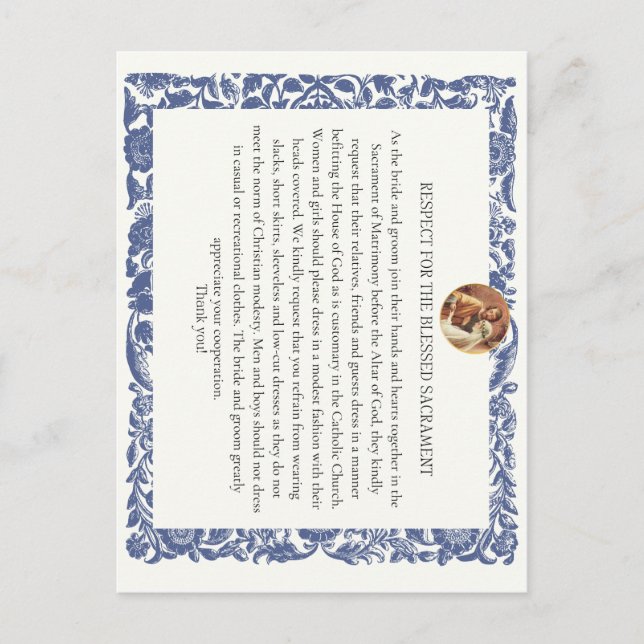 Respect pour la carte de la Modestie du sacrement  (Devant)