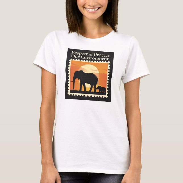 Respect & Protect Our Environment (Elephants) T-Shirt (Front)