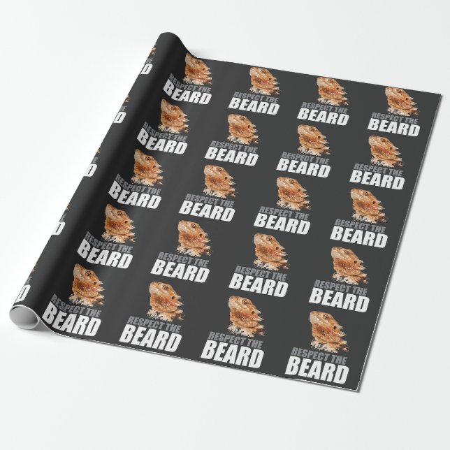 Respect The Beard Funny Bearded Dragon Wrapping Paper (Unrolled)