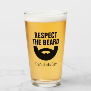Respect the beard funny beer glass gift for men