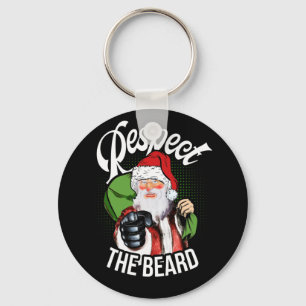 Respect The Beard Santa Claus Funny Christmas Keychain