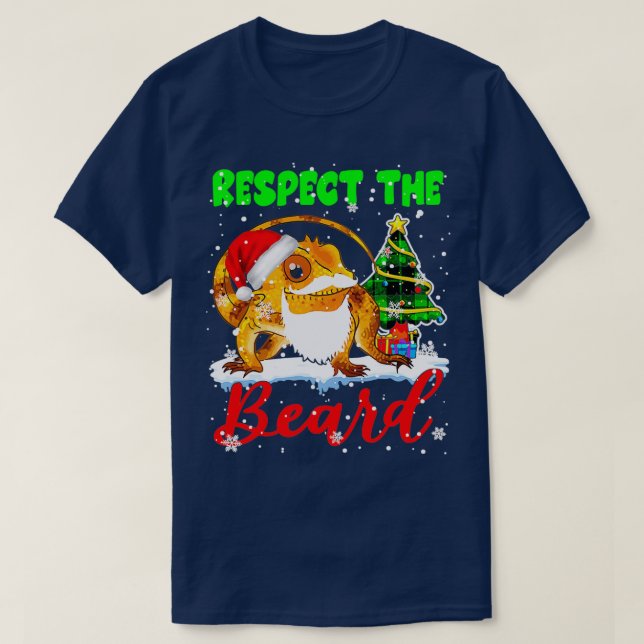 Respect The Beard Xmas Tree Plaid T-Shirt (Design Front)
