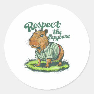 Respect The Capybara - Funny Photo Rodent Capibara Classic Round Sticker