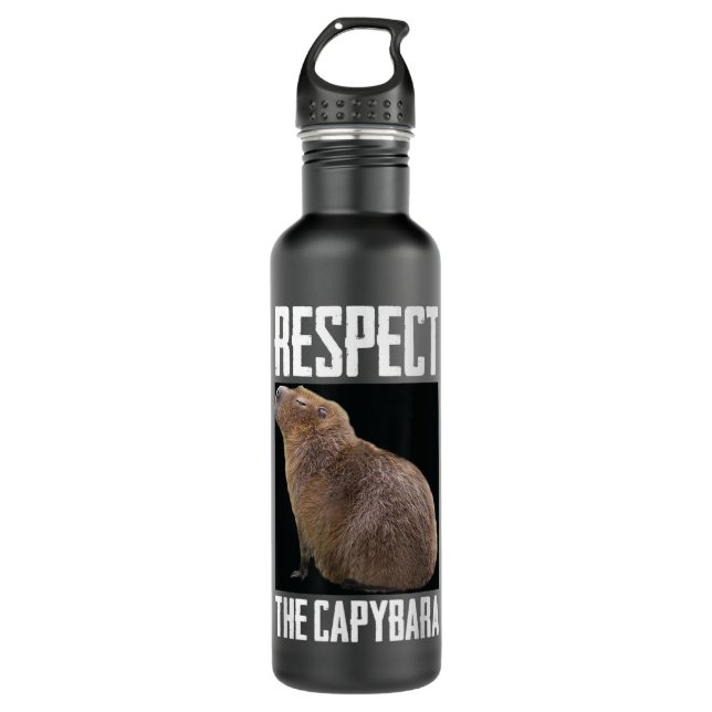 Respect The Capybara Funny Rodent Capibara Photo  710 Ml Water Bottle (Front)