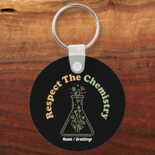 Respect The Chemistry Retro Botanical Science Keychain
