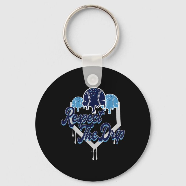 Respect The Drip Baseball Home Plate With Sprinkle Keychain (Front)