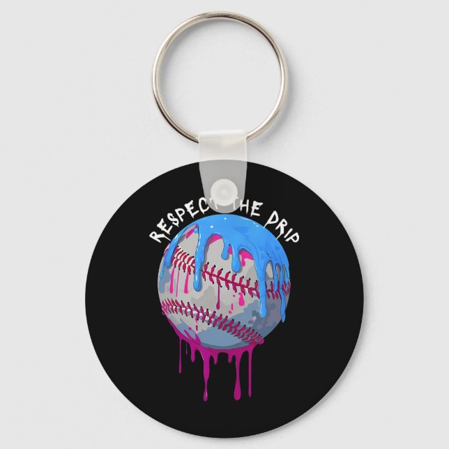 Respect The Drip Baseball Ice Cream Drip  Keychain (Front)