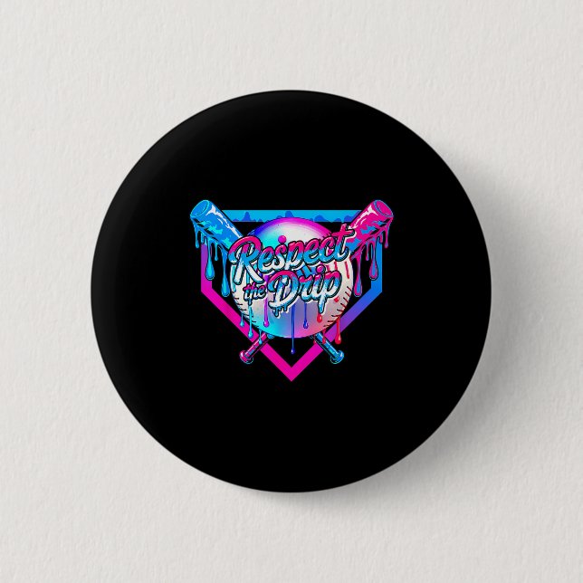 Respect The Drip Baseball Ice Cream For Kids Boys  2 Inch Round Button (Front)