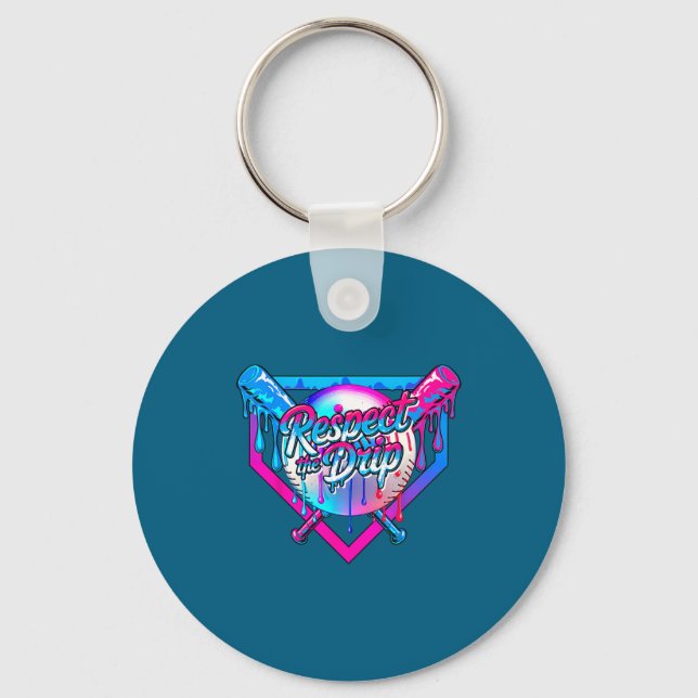 Respect The Drip Baseball Ice Cream For Kids Boys  Keychain (Front)