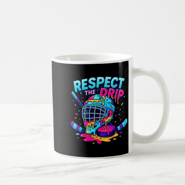 Respect The Drip Ice Hockey Stick &amp; Puck Dripn Coffee Mug (Right)