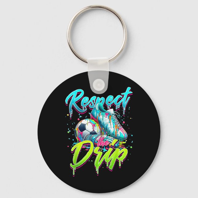 Respect The Drip Soccer Ice Cream Drip With Sprink Keychain (Front)