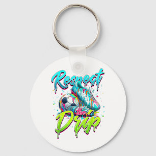Respect The Drip Soccer Ice Cream Drip With Sprink Keychain