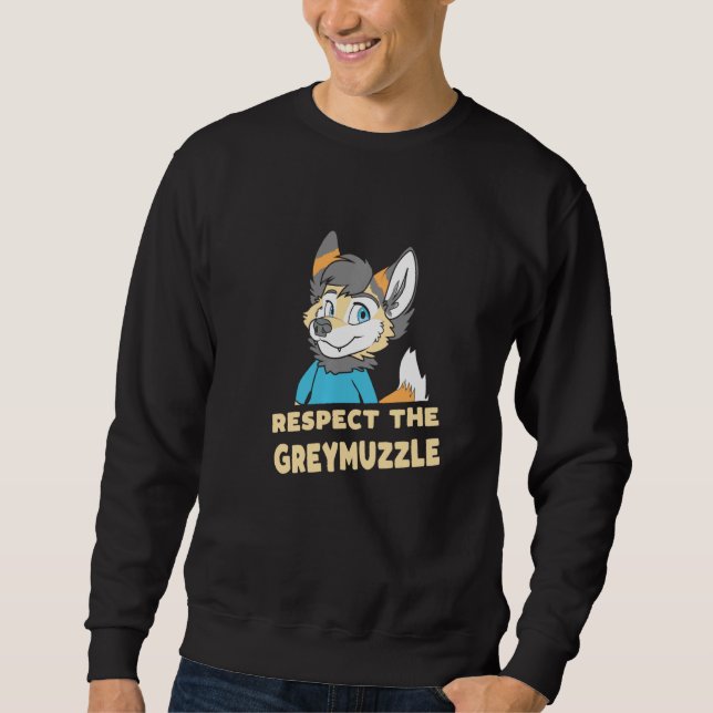 Respect The Greymuzzle  Old Fursuiter  Cute Owo Fu Sweatshirt (Front)